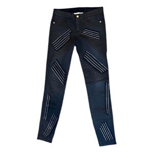 Stella McCartney Black Silver Zipper Jeans Size 25